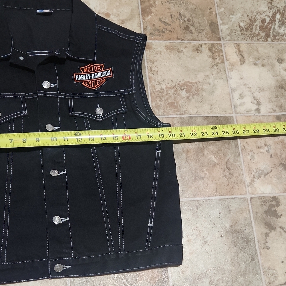 Harley-Davidson Black Vest with Eagle Embroidery Size M. 100 % Cotton. - Picture 12 of 14